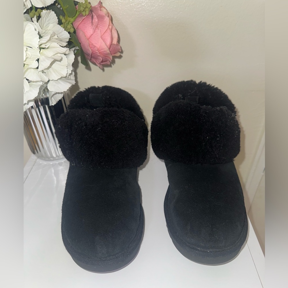 UGG Black Fur-Lined Slippers